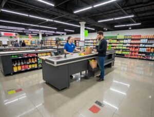 Moderne Markt- und Obsttheken für Supermärkte und Gemüseläden