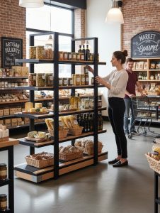 Étagère Gourmande pour Zone Centrale de Supermarché – Valorisez Vos Produits