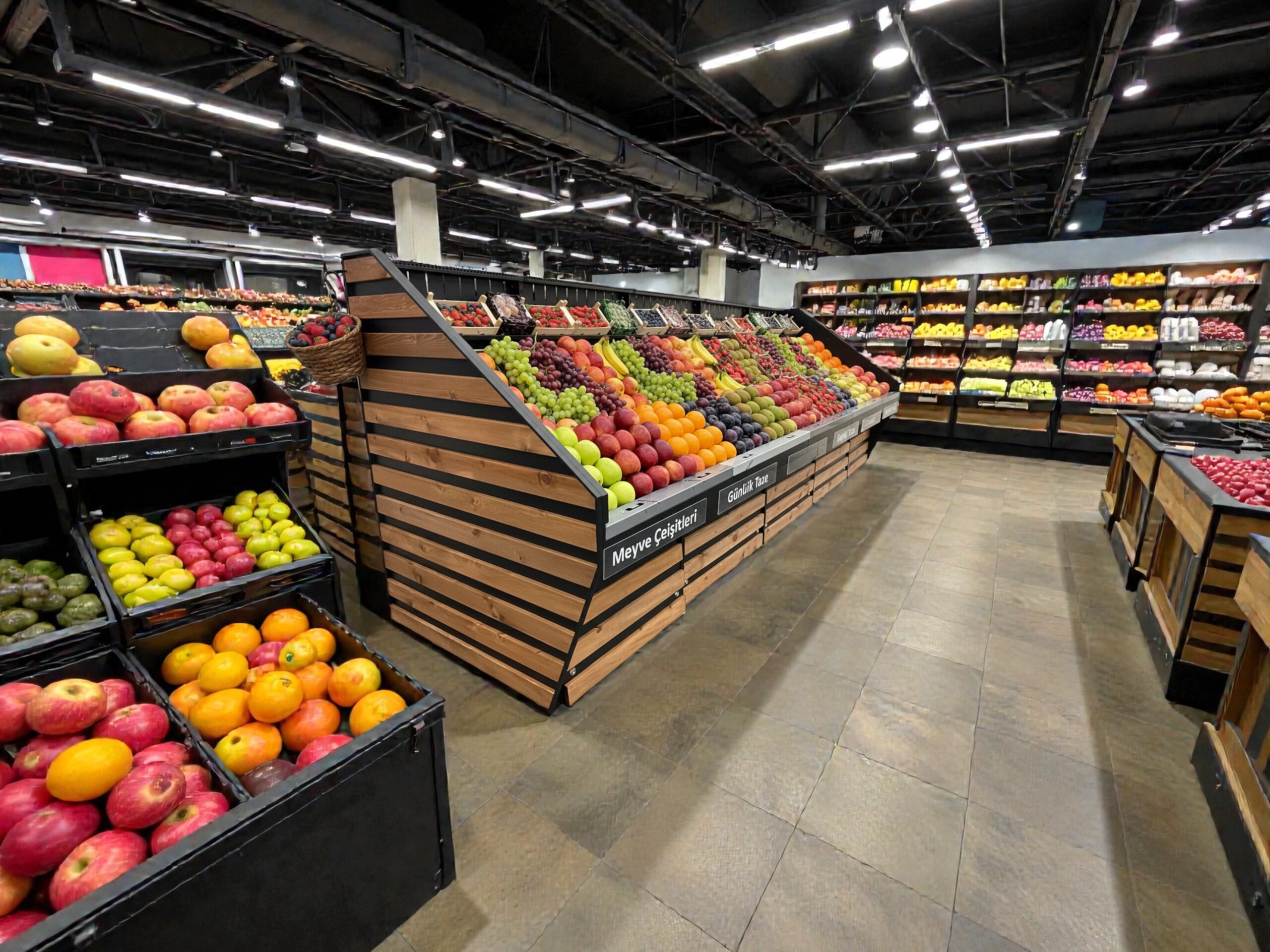 Aynasız Kısa Kademeli Meyve Ve Sebze Tezgahı