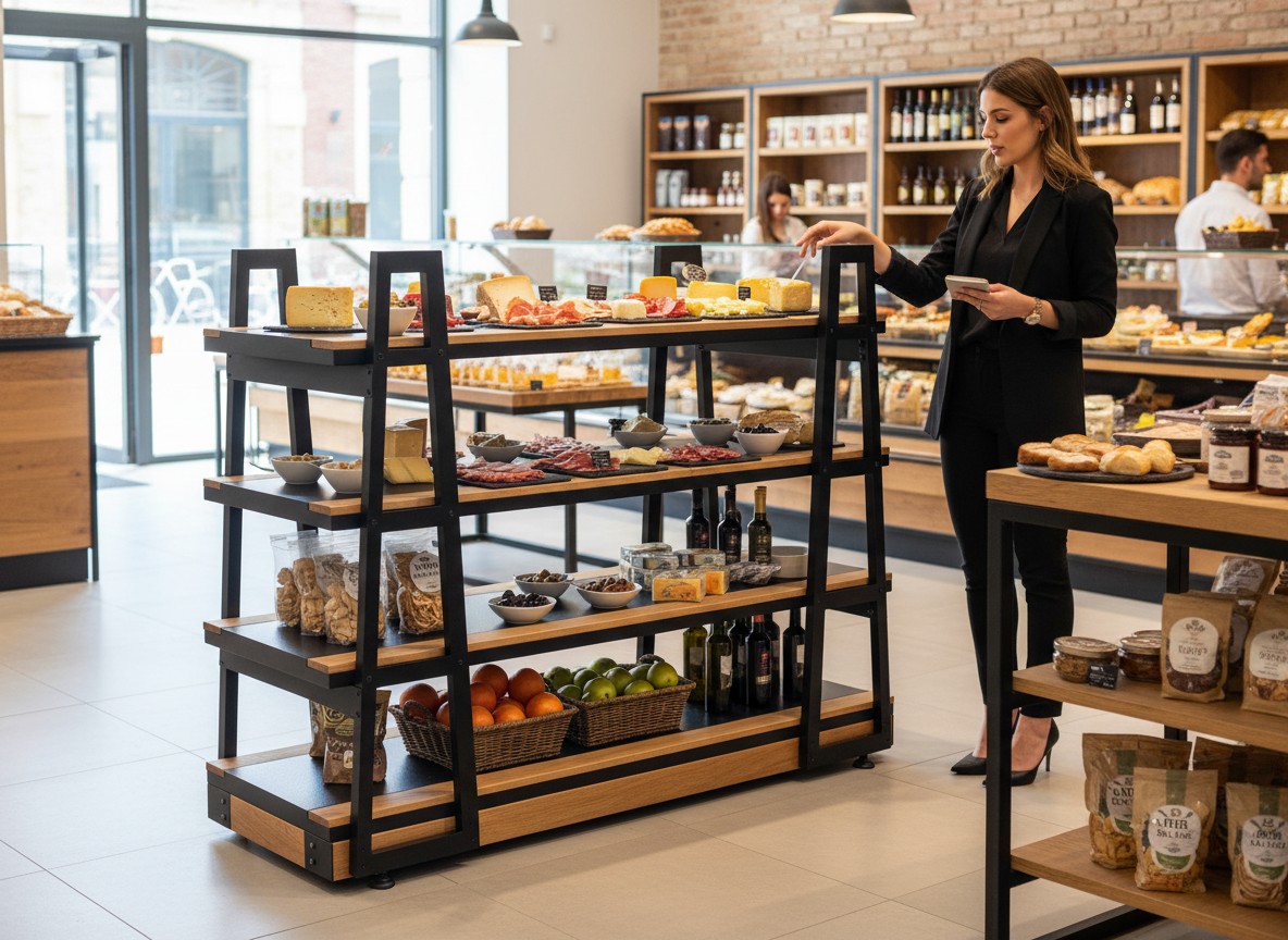 Market Şarküteri 4 Katlı Orta Alan Gurme Rafı
